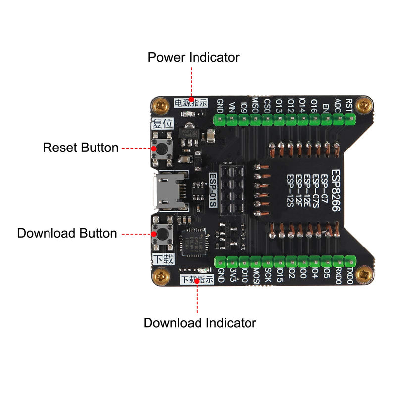 DORHEA ESP8266 Code Burner Firmware Downloader Flash Download Tool Test Board + 5pcs ESP-12E ESP12E WiFi Module Compatible with Ardu-ino, Wireless Transmission Serial Transceiver Receiver - LeoForward Australia