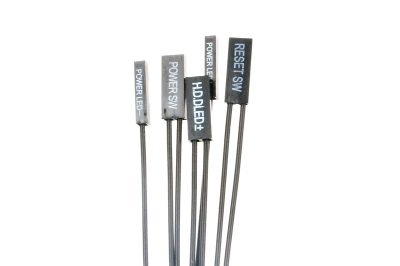 NOYITO Motherboard Extension Wire Set 22AWG Silver Plated Wire Gold-Plated Plug Power SW, Power LED, HDD LED, Reset SW Four Kinds Extension Wire for PC DIY (0.3m, Black) 0.3m - LeoForward Australia