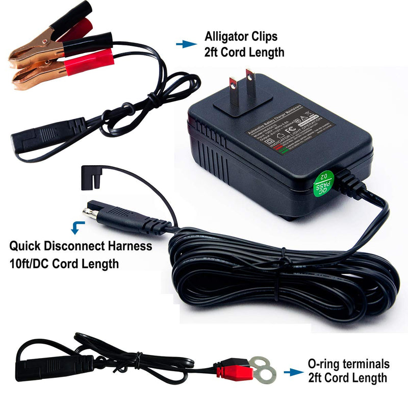 Heagstat Trickle Battery Charger 6V 12V 1000mA Automatic Smart Battery Maintainer for Auto Car Motorcycle Lawn Mower Boat ATV SLA AGM GEL CELL Lead Acid Batteries 1A 12V&6V Blue - LeoForward Australia