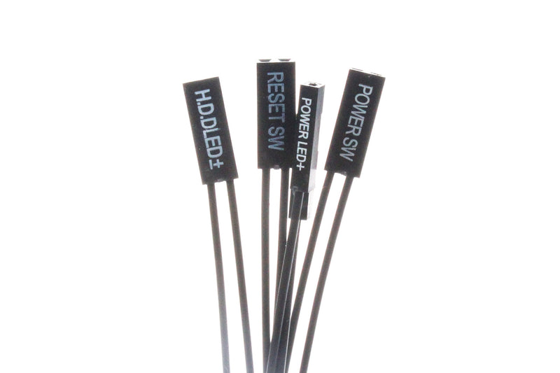 NOYITO Motherboard Extension Wire Set 22AWG Silver Plated Wire Gold-Plated Plug Power SW, Power LED, HDD LED, Reset SW Four Kinds Extension Wire for PC DIY (0.3m, Black) 0.3m - LeoForward Australia