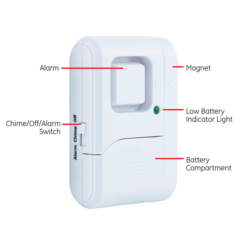 GE 45989 Personal Security Window/Door Off/Chime/Alarm, Easy Installation, Ideal for Home, Garage, Apartment, Dorm, RV and Office, 12-Pack, White, 12 - LeoForward Australia