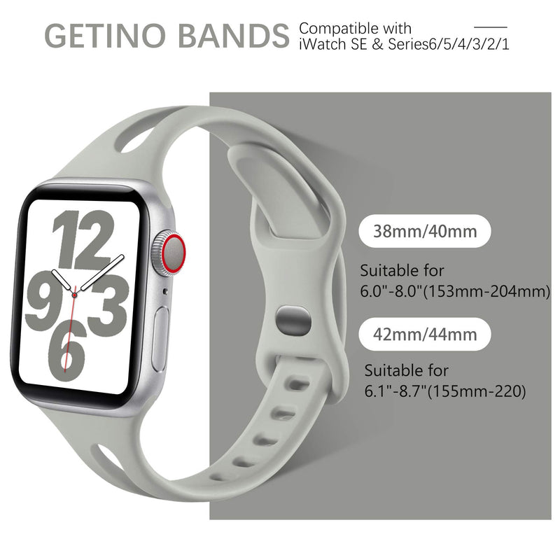 Getino Compatible with Apple Watch Band 40mm 38mm iWatch SE & Series 6 5 4 3 2 1 for Women Men, Stylish Durable Soft Silicone Slim Sport Watch Bands, 4 Pack, Black, Pink Sand,Pebble Gray, White Black/Pink Sand/Pebble Gray/White 38mm/40mm - LeoForward Australia