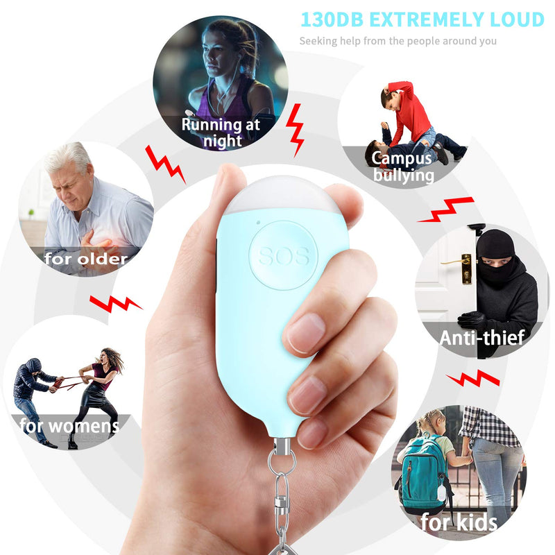 Safesound Personal Alarm Siren Song 1-Pack - 130dB Self Defense Alarm Keychain with Mini Emergency LED Flashlight - Security Personal Protection Devices for Women Girls Kids and Elderly Blue - LeoForward Australia