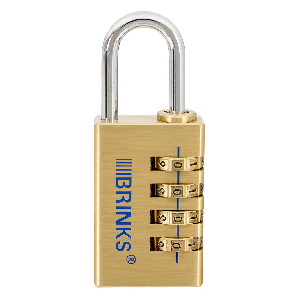  [AUSTRALIA] - BRINKS - 30mm Solid Brass 4-Dial Resettable Padlock - Chrome Plated With Hardened Steel Shackle
