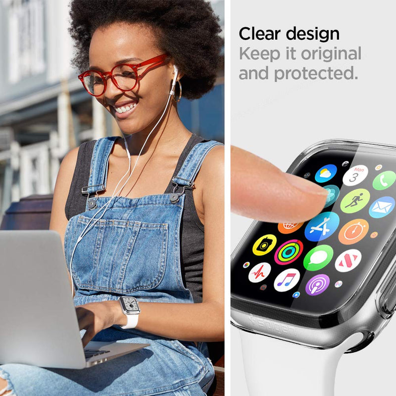 Spigen Ultra Hybrid Designed for Apple Watch Case with Screen Protector for 44mm Series 6/SE/5/4 - Crystal Clear - LeoForward Australia