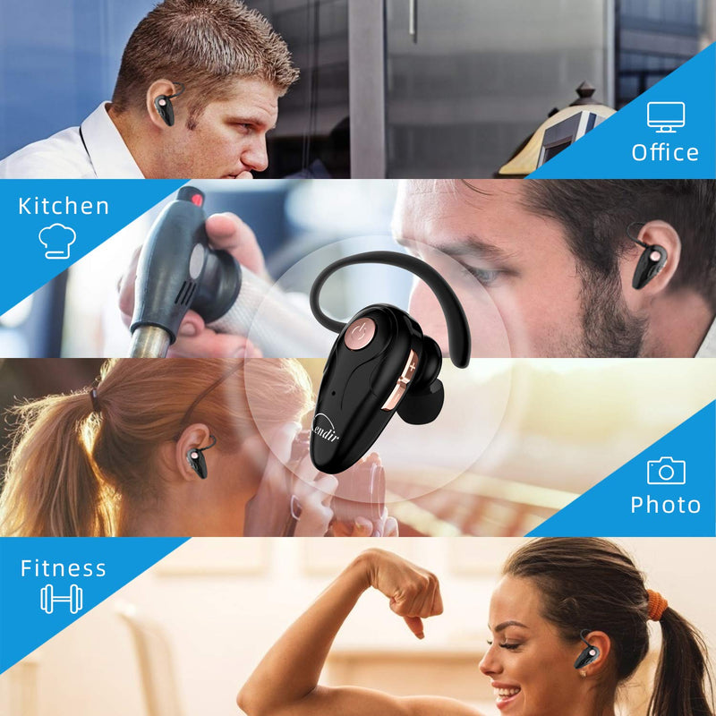 Bluetooth Headset, Kendir V5.0 Ultralight Wireless Headphone Cell Phone Earpiece with Mic Headsetcase,Volume Control, Handsfree Earbud,Compatible with Android/iPhone/Smartphones/Laptop Black - LeoForward Australia