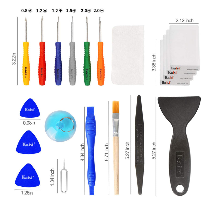 Kaisi 30 in 1 Professional Electronics Screen Opening Pry Tool Repair Kit with Steel and Carbon Fiber Nylon Spudgers, Double Side Adhesive Tape and 6 Screwdrivers for Open Cellphone, Laptops, Tablets - LeoForward Australia