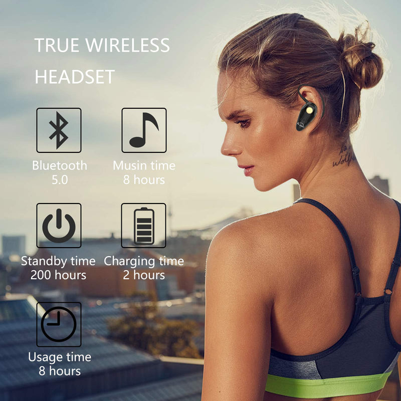 Bluetooth Headset, Kendir V5.0 Ultralight Wireless Headphone Cell Phone Earpiece with Mic Headsetcase,Volume Control, Handsfree Earbud,Compatible with Android/iPhone/Smartphones/Laptop Black - LeoForward Australia