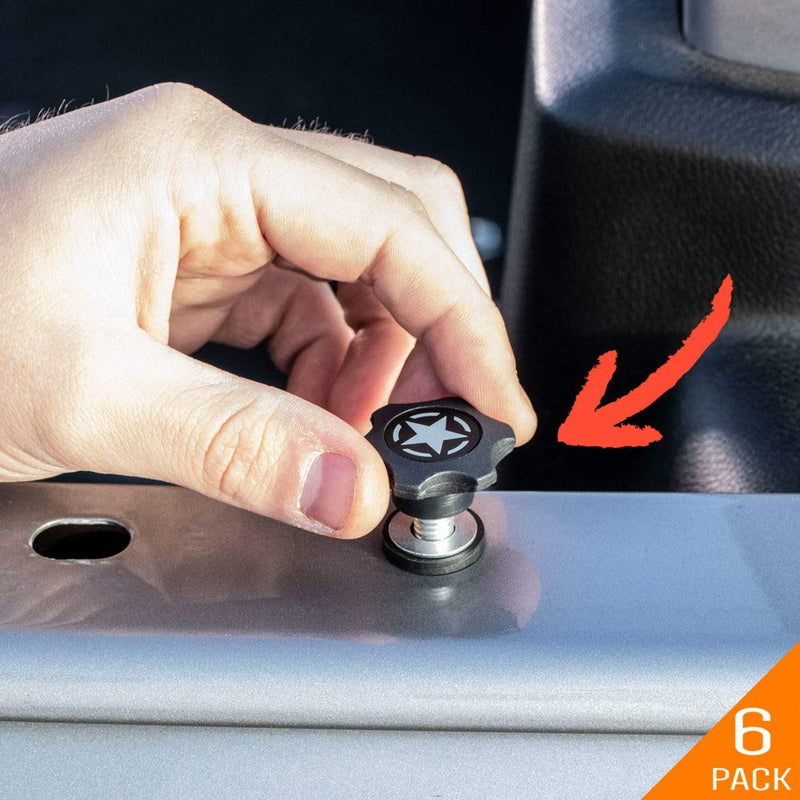 GPCA Star Thumbscrew M8 25mm + Nut + Washer + Tie-Down D-Plates Kit Compatible with Wrangler JL JT JK YJ TJ CJ Sport Sahara Rubicon Gladiator 2DR/ 4DR 1995-2021 (Pack of 6) 6 Pack Quick Release + Tie-Down D-Plate - LeoForward Australia