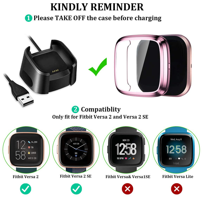 Maledan Ultra Thin Screen Protector Case Compatible with Fitbit Versa 2, 3 Pack TPU HD Full Protective Case Cover Scratch Resistant Shock Absorbing for Versa 2 Smartwatch Bands Accessories Clear/Rose Pink/Rose Gold - LeoForward Australia