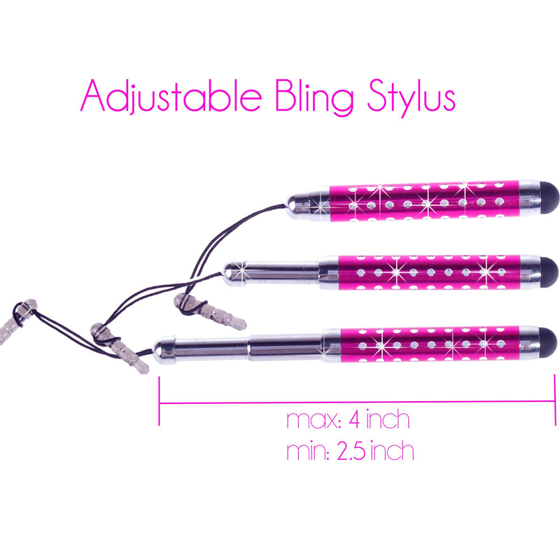 ECO-FUSED Stylus Pen Bundle - 12 Adjustable Bling Stylus Pens- with 3.5mm Jack Connector- for All Capacitive Touchscreen Devices - iPad, iPhone, Samsung Phones, All Android Phones, Tablets and More - LeoForward Australia