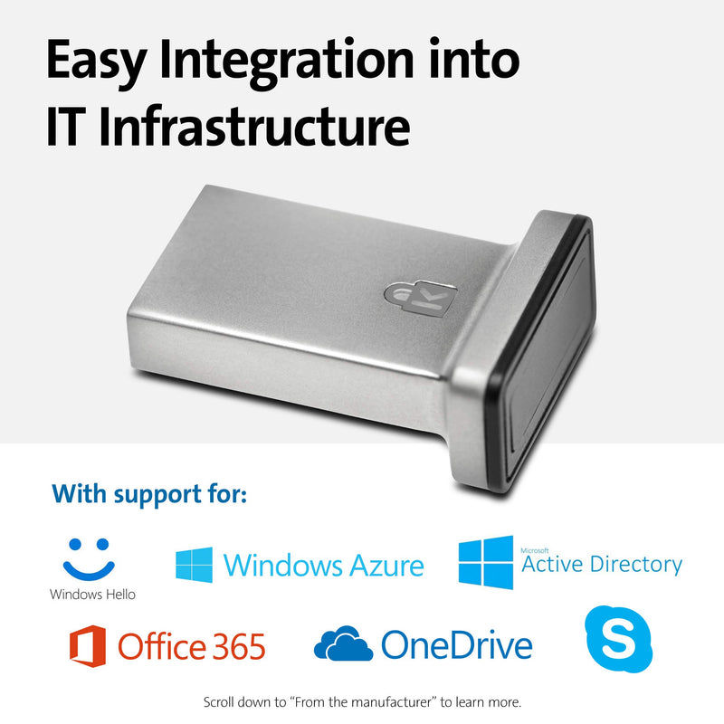 Kensington VeriMark IT Fingerprint Key - FIDO2/WebAuth, Windows Hello & Windows Hello for Business (K64704WW) For Multiple PC's - LeoForward Australia
