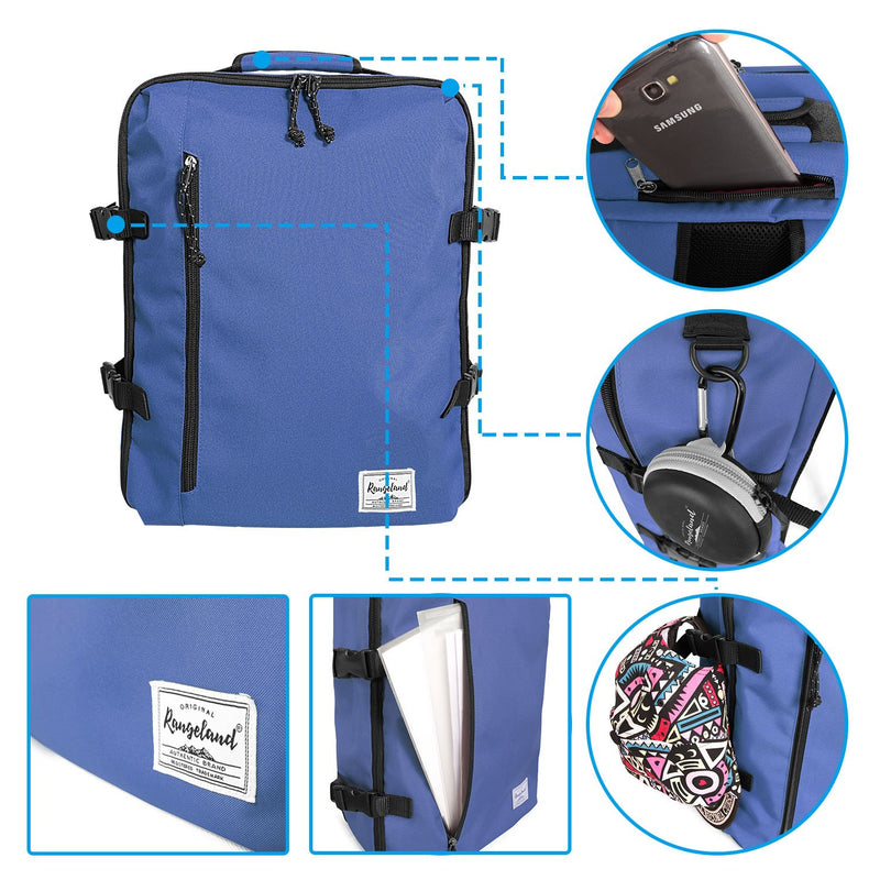 Rangeland Travel Backpack NEW 2021 21L Carry-on Daypack Fits 15-inch Laptop Notebook and Travel Accessories, Blueberry Meets IATA Flight Standards - LeoForward Australia