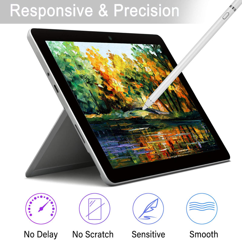 Active Stylus Pens for Touch Screens, Digital Stylish Pen Pencil Rechargeable Compatible with Most Capacitive Touch Screens (White) WHITE - LeoForward Australia