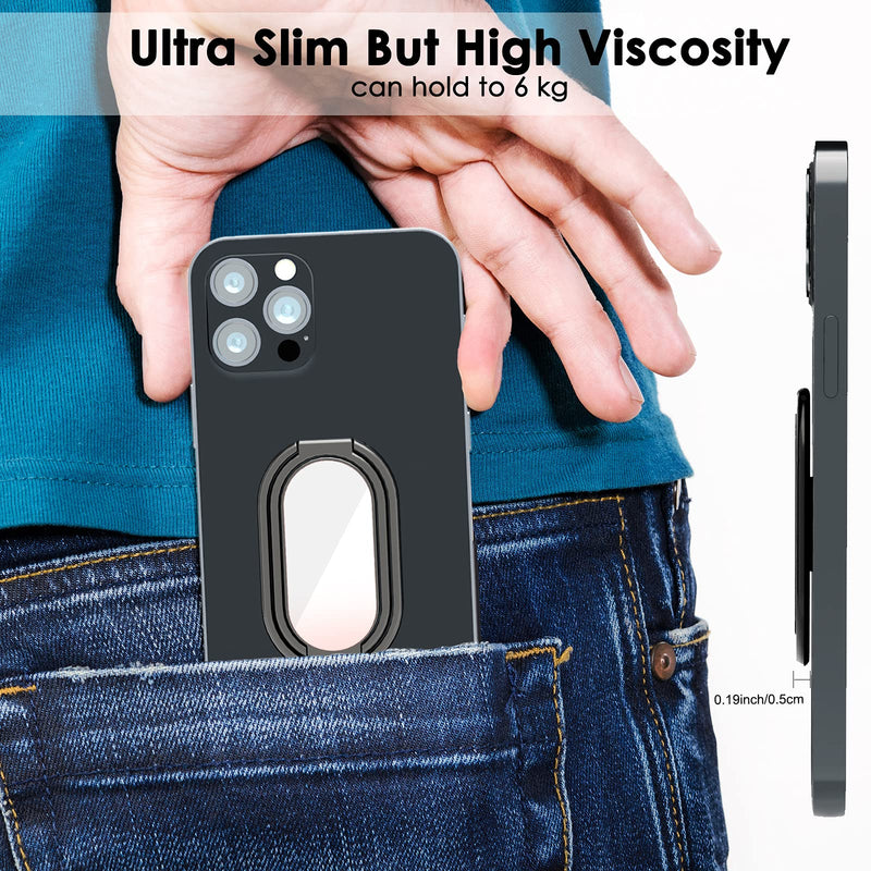 Phone Ring Holder Finger Kickstand, 360° Rotation Cell Phone Ring Holder Stand Metal Phone Back Grip for Magnetic Car Mount Foldable Cell Phone Stand Compatible with Most Smartphones Gun Black - LeoForward Australia