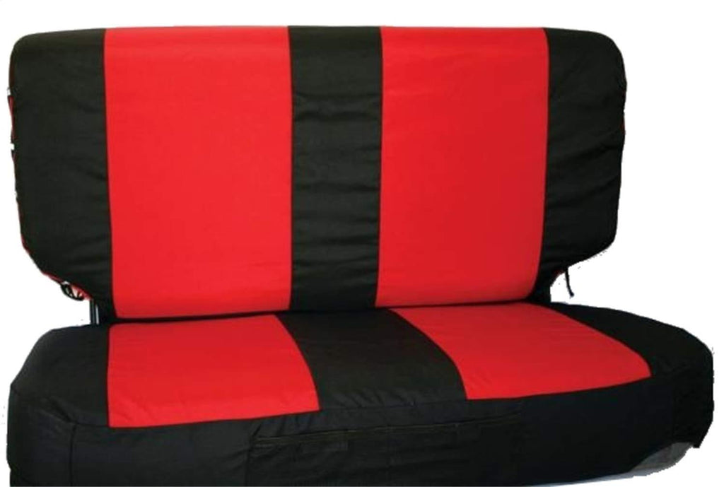  [AUSTRALIA] - RAMPAGE PRODUCTS 5054530 Black/Red Polycanvas Front Seat Covers and Belt Pads for 1997-2002 Jeep Wrangler TJ