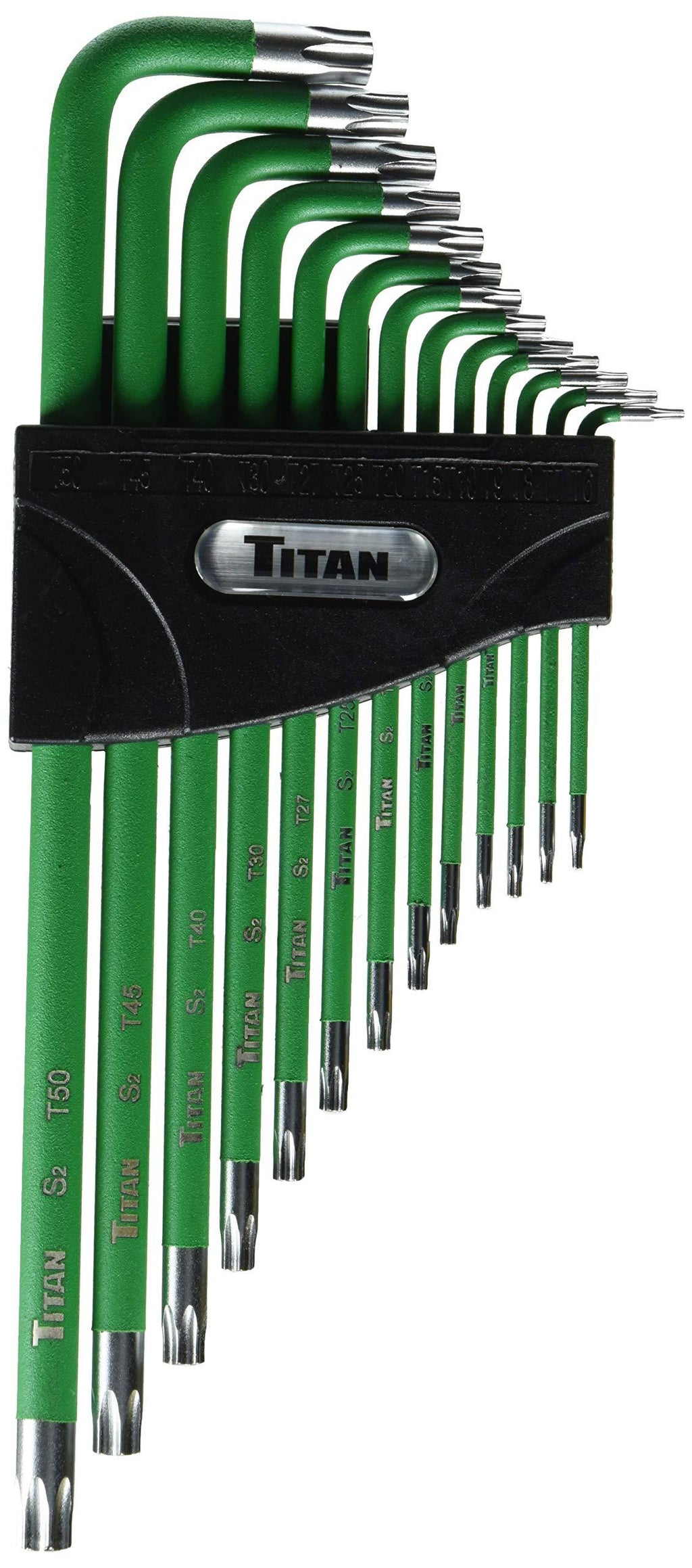  [AUSTRALIA] - Titan 12715 13-Piece Extra Long Tamper Resistant Star Key Set,Green