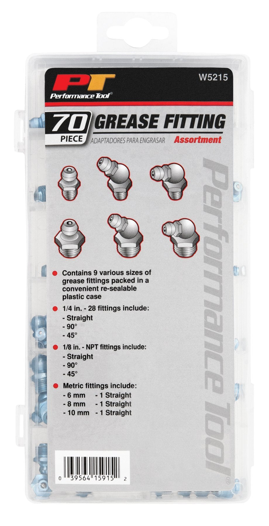 Performance Tool W5215 Performance Tool SAE/MET Grease Fitting Assortment - 70 Piece 70 pc Grease Fitting Assortment - LeoForward Australia