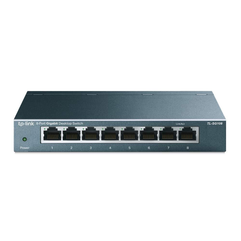TP-Link TL-SG108 | 8 Port Gigabit Unmanaged Ethernet Network Switch, Ethernet Splitter | Plug & Play | Fanless Metal Design | Shielded Ports | Traffic Optimization | Limited Lifetime Protection 8 Port, Gigabit - LeoForward Australia