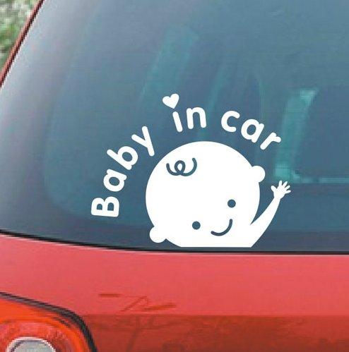  [AUSTRALIA] - Car Decal / Sticker, Car Decal Sticker - Baby in Car Baby Safety Sign Car Sticker, White