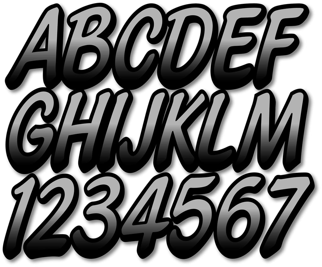  [AUSTRALIA] - Stiffie Whipline Silver/Black 3" Alpha-Numeric Registration Identification Numbers Stickers Decals for Boats & Personal Watercraft