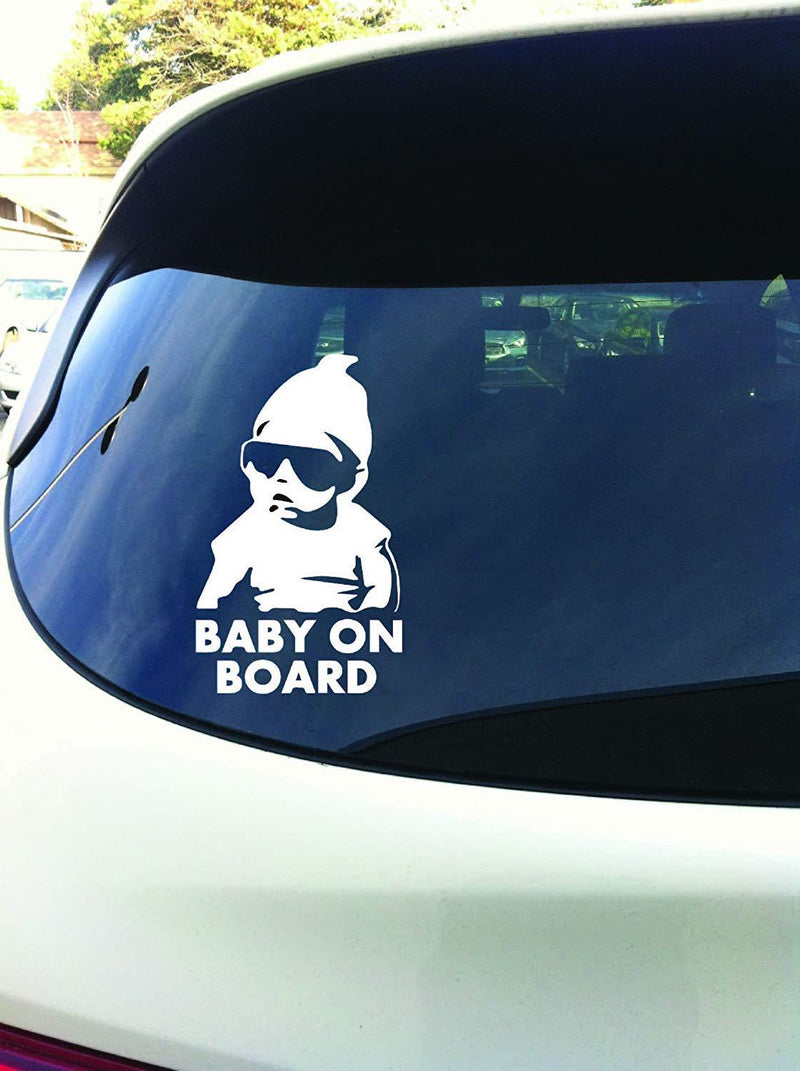  [AUSTRALIA] - Decaltor Funny Car Window Laptop Vinyl Decal Baby on Board Hangover Sign Sticker, Size 5'' White
