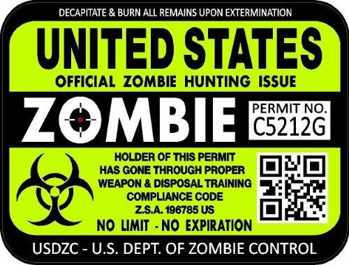  [AUSTRALIA] - ProSticker 1200 (Two Pack) 3"x 4" Zombie Series United States Hunting License Permit Decal Sticker