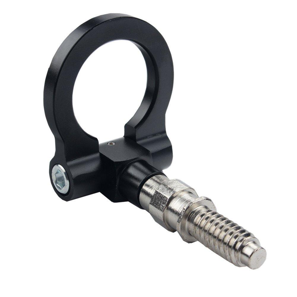 DEWHEL JDM Aluminum Track Racing Front Rear Bumper Guard Auto Trailer Ring Hook Eye Towing Tow Hook Kit Black Screw On for BMW 1 3 5 Series X5 X6 E36 E39 E46 E82 E90 E91 E92 E93 E70 E71 Mini Cooper - LeoForward Australia