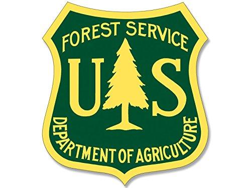  [AUSTRALIA] - American Vinyl Green & Yellow US Forestry Shield Shaped Sticker (Logo Forest Service)