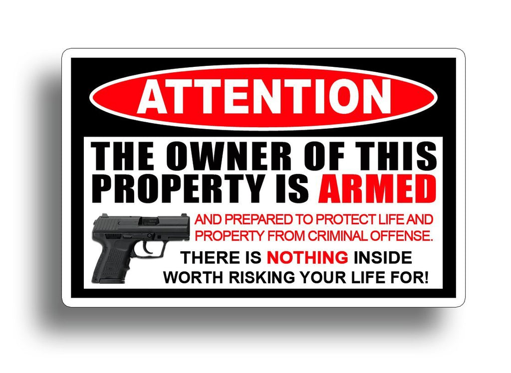  [AUSTRALIA] - Second 2nd Amendment Handgun Pistol Warning Decal Sticker Gun = By 215 Decals