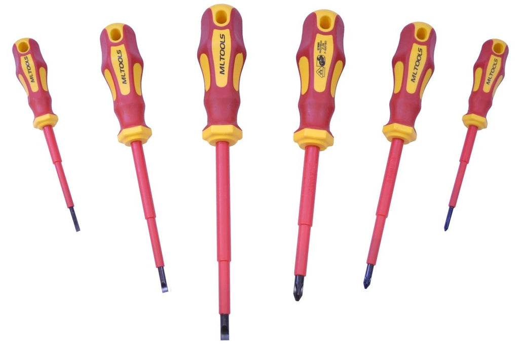 MLTOOLS Insulated Screwdriver Set with Magnetic Tips (6 Pc. Tool Kit) Phillips and Slotted Bits | Computer, Electrical, Breaker Use | Ergonomic, Non-Slip Grip | VS333 6-piece Insulated - LeoForward Australia