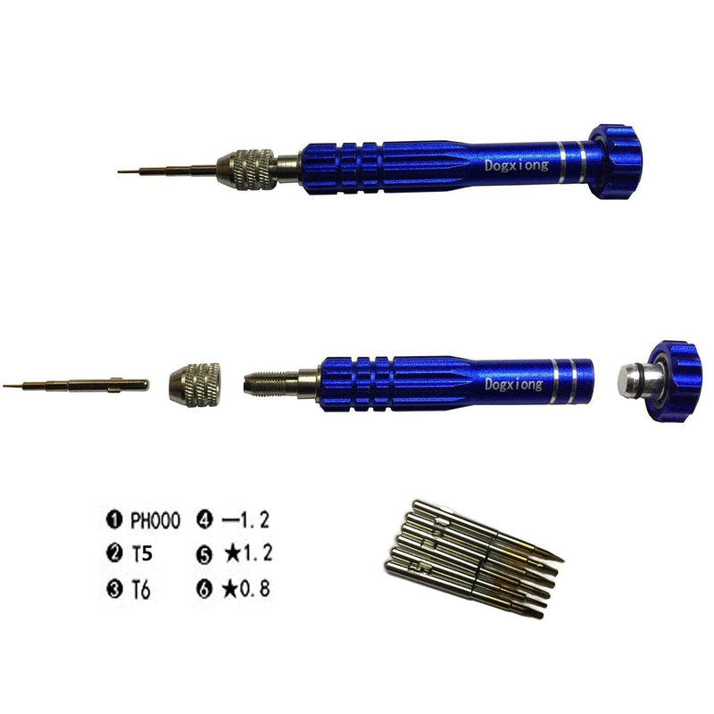 Dogxiong 6in1 Torx T5 T6 Phillips Slot Type 0.8mm 1.2mm Pentalobe 5 Point Star Repair Screwdriver Tool kit for MacBook Pro/Retina Air iPad iPhone 4 5 6 Plus iPod Laptop - LeoForward Australia
