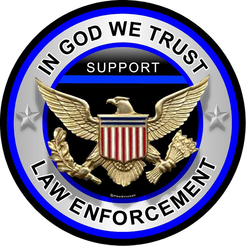  [AUSTRALIA] - ProSticker 309 (One) 4" Patriot Series in God We Trust, Law Inforcement Thin Blue Line Support Decal Sticker