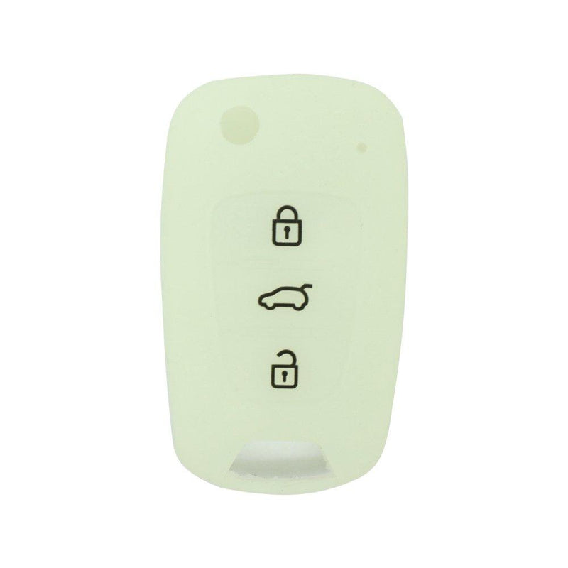 [AUSTRALIA] - SEGADEN Night Glow Silicone Cover Protector Case Skin Jacket fit for HYUNDAI KIA 3 Button Flip Remote Key Fob CV2152 Translucent