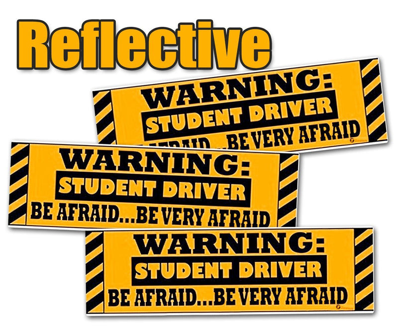  [AUSTRALIA] - Zone Tech "Warning Student Driver Vehicle Bumper Magnet - 3-Pack Premium Quality Reflective Warning Student Driver Bumper Safety Sign Magnet