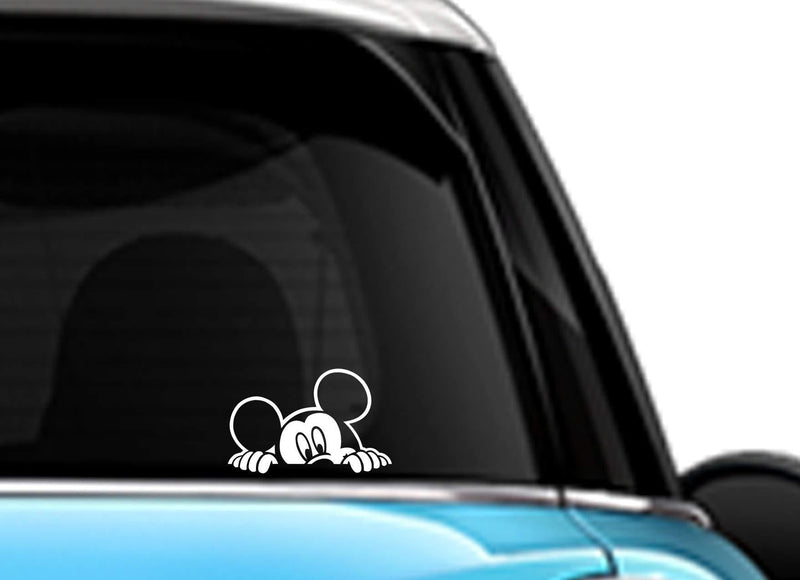  [AUSTRALIA] - Mickey Mouse Peeking White SCI-FI/Comics/Games Automotive Decal/Bumper Sticker
