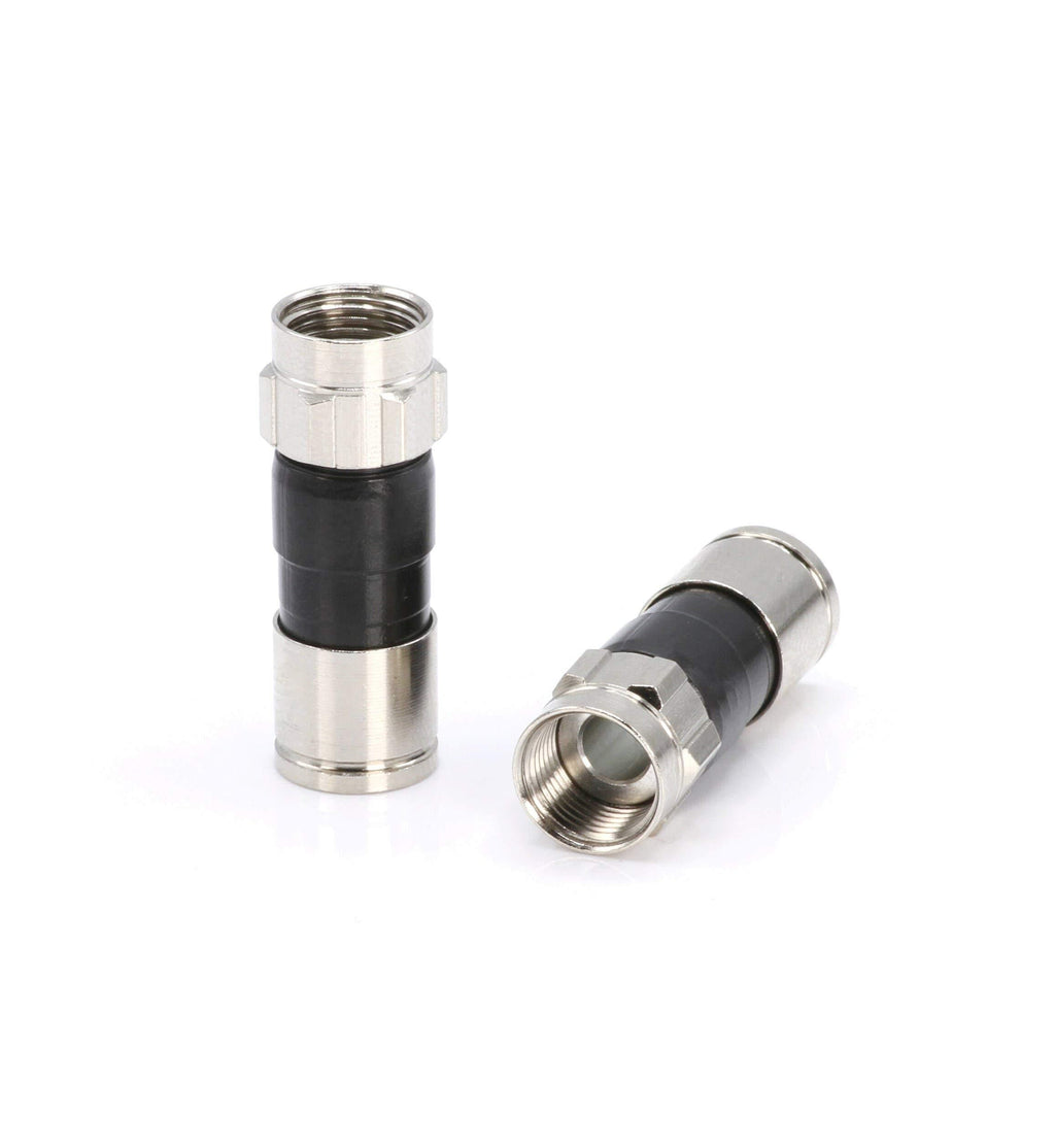 Coaxial Cable Compression Fitting - 10 Pack Connector - for RG6 Coax Cable - with Weather Seal O Ring and Water Tight Grip Silver - LeoForward Australia