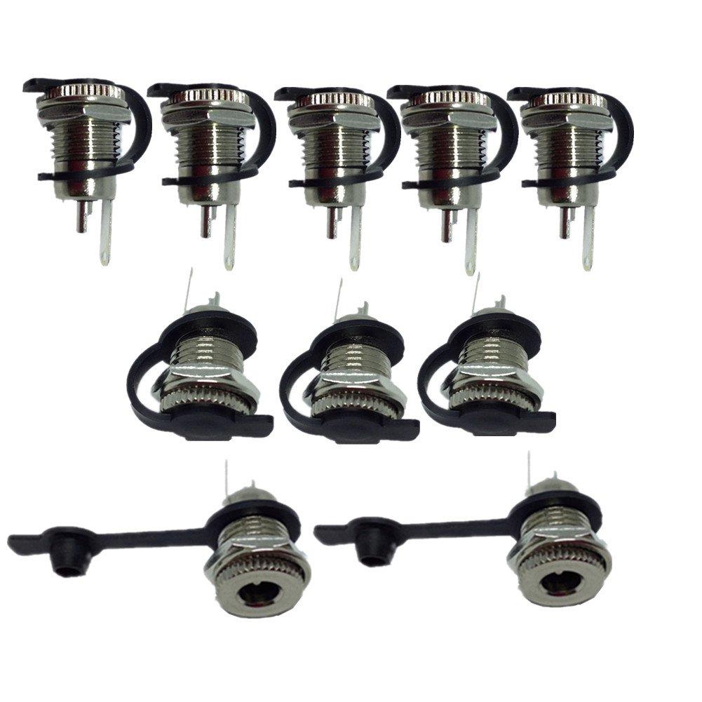 Lsgoodcare 10Pack 5.5 x 2.1 MM 8A-10A DC Power Jack Socket Threaded Female Mount Connector Adapter with Dustproof Plug - LeoForward Australia