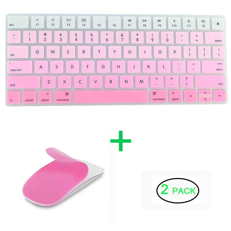 JIFF 2 in 1 Bundle - Silicone Soft Skin Protector Covers for Apple Magic Keyboard (MLA22LL/A) with US Layout and MAC Apple Magic Mouse (Pink) Pink - LeoForward Australia