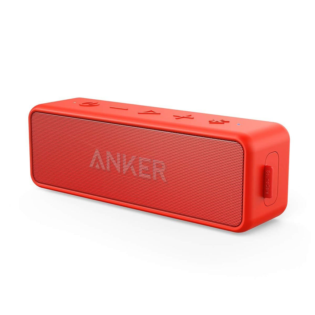 Anker SoundCore 2 Portable Bluetooth Speaker with Better Bass, 24-Hour Playtime, 66ft Bluetooth Range, IPX5 Water Resistance & Built-in Mic, Dual-Driver Wireless Speaker (Red) Red - LeoForward Australia