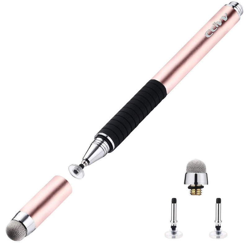 CCIVV Stylus Pen 2 in 1 Fine Point & Mesh Tip for Touch Screen, Compatible for Tablet and Cellphone (1Pc, Rose Gold) 1Pc - LeoForward Australia