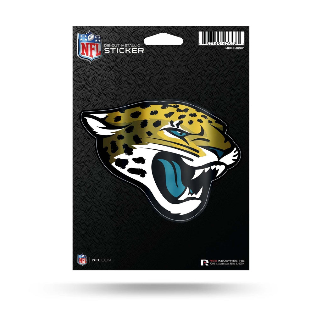 Rico Industries NFL Unisex-Adult Die Cut Metallic Sticker Jacksonville Jaguars 5 x 7-inches Team Color - LeoForward Australia