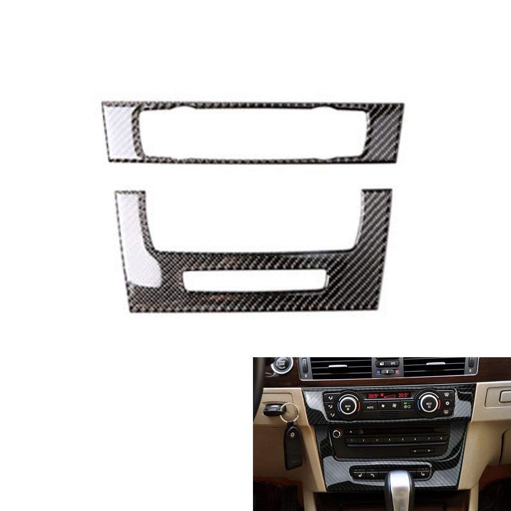 Thor-Ind Carbon Fiber AC Air Conditioning CD Control Console Panel Trim Cover Frame for BMW Old 3 Series E90 E92 E93 2005-2012 Car Interior Accessories Stickers Decor (with Navigation A) - LeoForward Australia