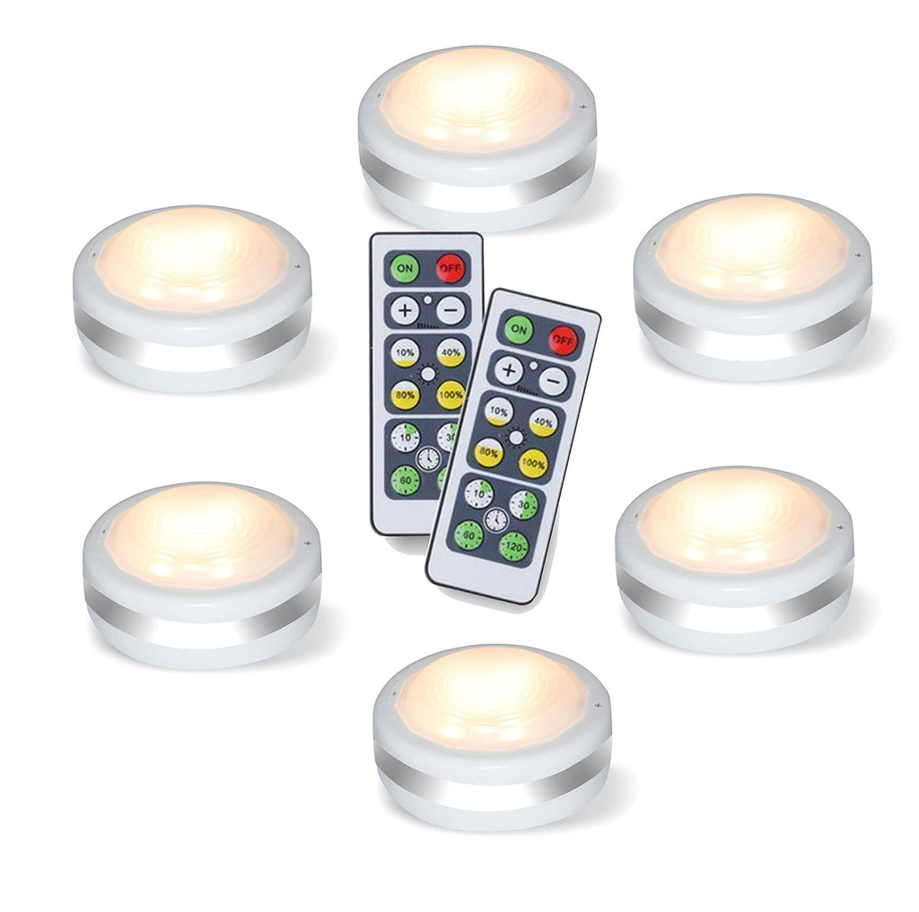 Puck Lights with Remote, Starxing Wireless Led Puck Lights Battery Operated, Led Puck Lights with Remote Control, Led Under Cabinet Lighting, Dimmable Closet Light, Battery Powered (Natural White 6PK) Natural White 6pk - LeoForward Australia