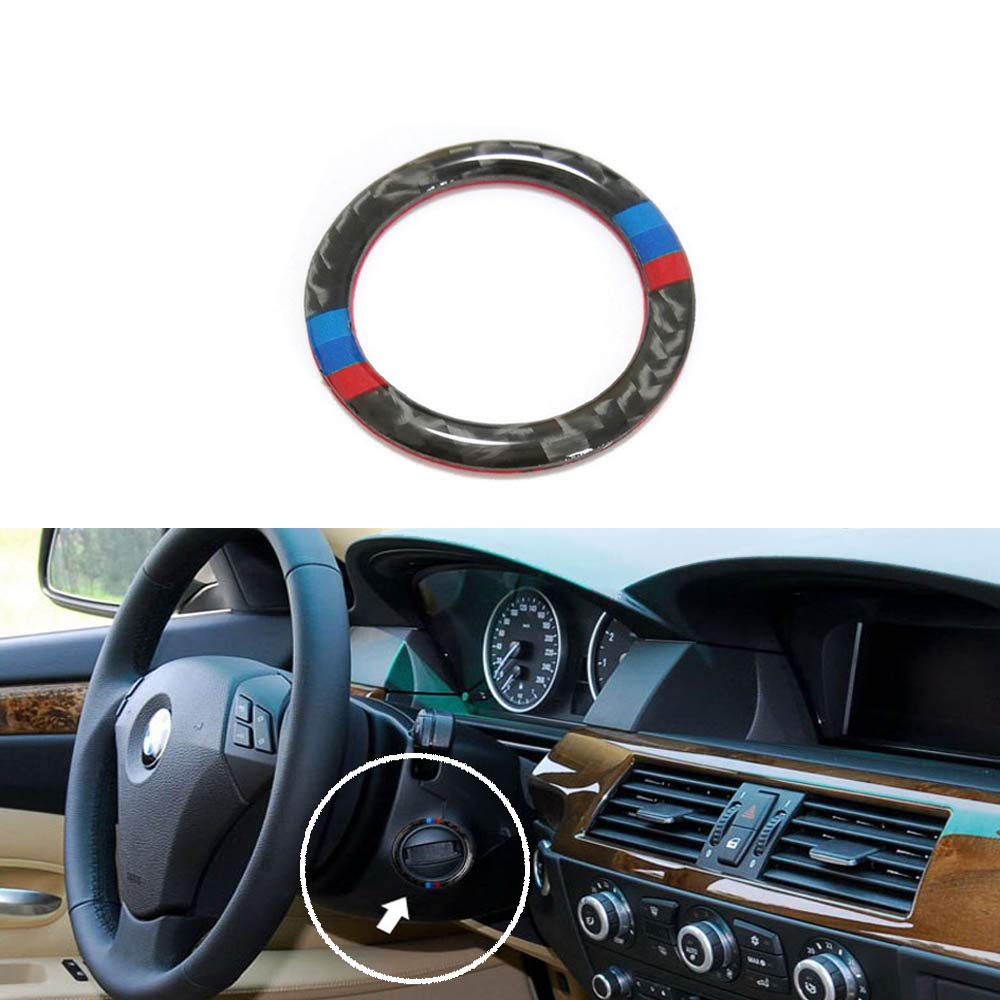  [AUSTRALIA] - Thor-Ind Carbon Fiber Ignition Key Hole Surrounding Trim Ring for BMW E60 5 Series 2008-2010 Engine Start Stop Ignition Keyhole Panel Cover Decoration Frame Sticker (Ignition Keyhole Decor)