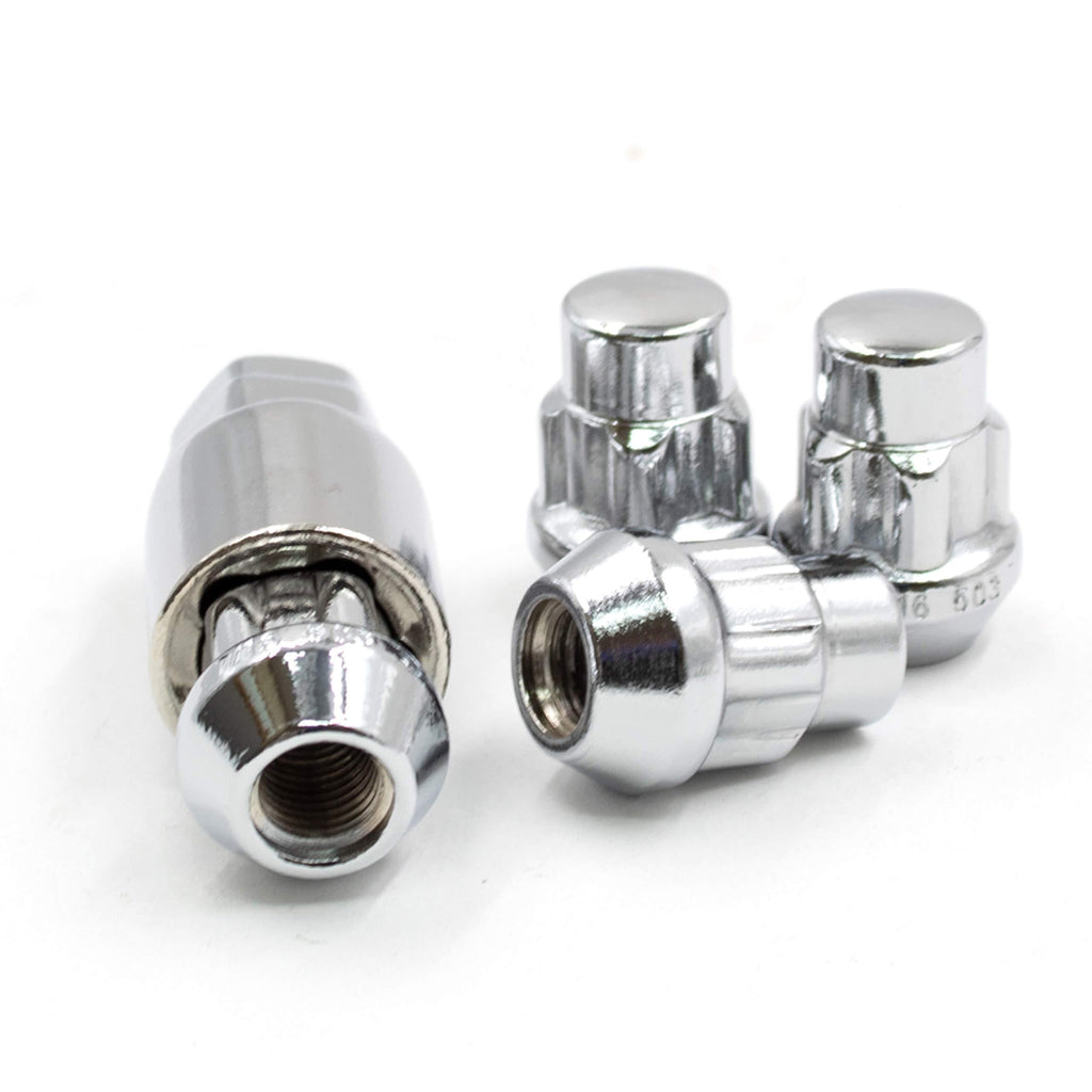 Bulge Acorn Wheel Lock Set 1/2 x 20 (1/2"-20 Thread Size) Chrome - Set of 4 with Dual Hex Key - LeoForward Australia