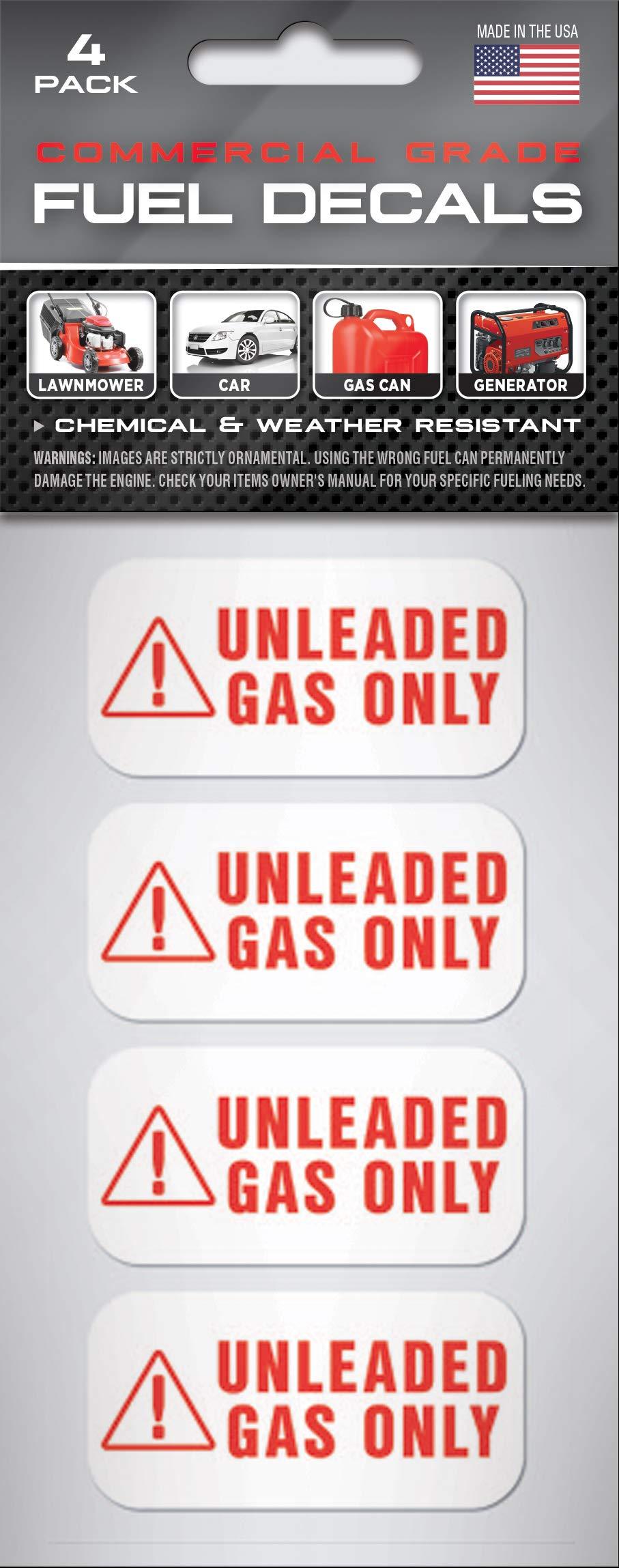  [AUSTRALIA] - UNLEADED Fuel Stickers Decals Labels | 4 Pack - 2" x 1", Rental Car, Automobile, Sedan, Coupe | Extreme Stick | Weather Resistant | Ultra Durable | Unleaded Gas Only Sticker
