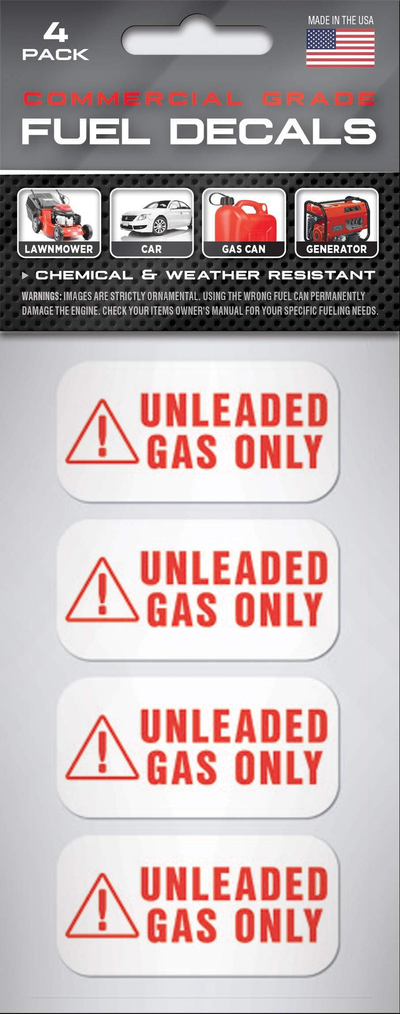  [AUSTRALIA] - UNLEADED Fuel Stickers Decals Labels | 4 Pack - 2" x 1", Rental Car, Automobile, Sedan, Coupe | Extreme Stick | Weather Resistant | Ultra Durable | Unleaded Gas Only Sticker