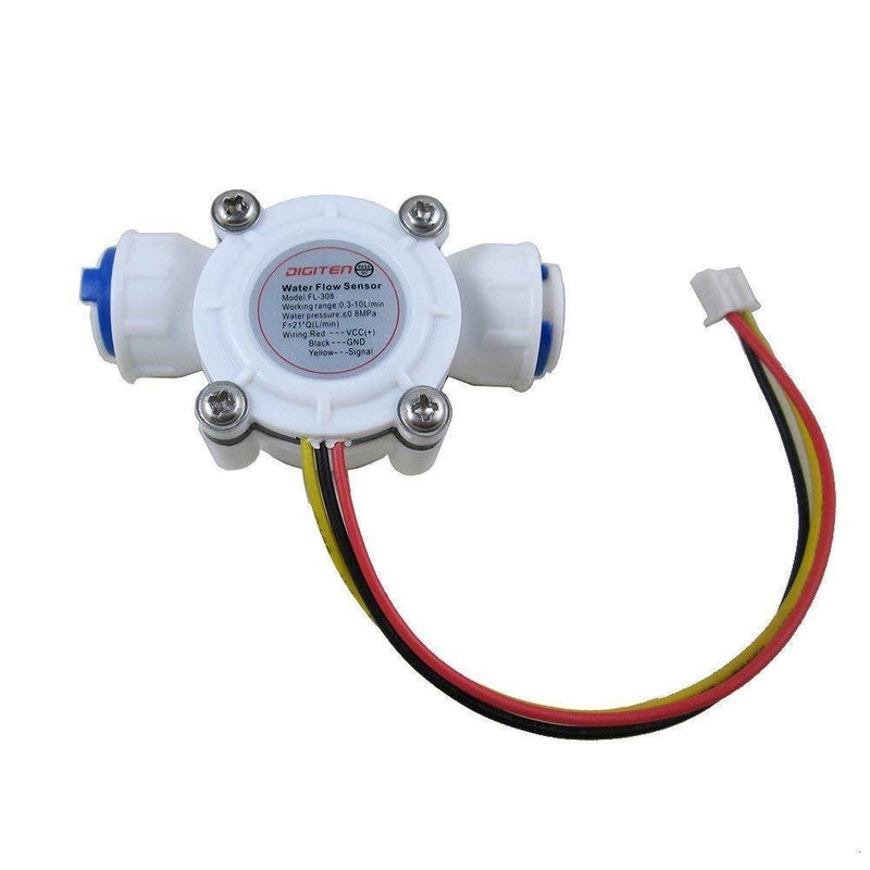 DIGITEN G3/8" Quick Connect Hall Effect Sensor Water Flow Sensor Food-Grade Flowmeter Water Flow Counter Meter 0.3-10L/min - Arduino, Raspberry Pi, and Reverse Osmosis Filter Compatible - LeoForward Australia