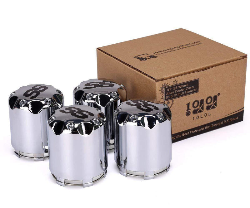 10L0L ITP SS Wheel Alloy Center Hub Cap 8,10,12 Inch Push in Style Chrome SS Center Caps for Golf Cart Wheel - LeoForward Australia